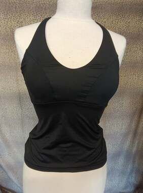 Athleta black triangle tankini swim top